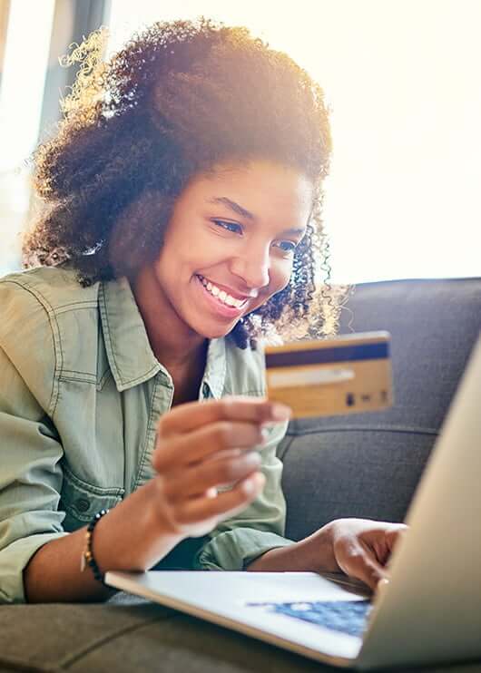 woman paying a bill online