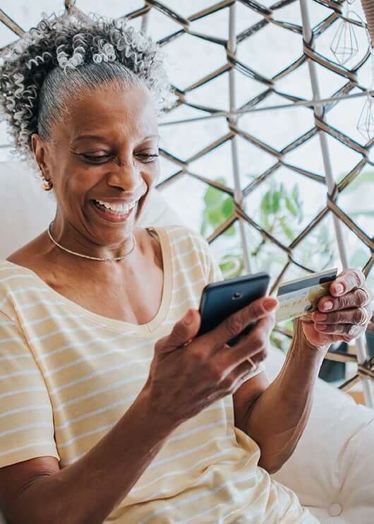 woman paying a bill online